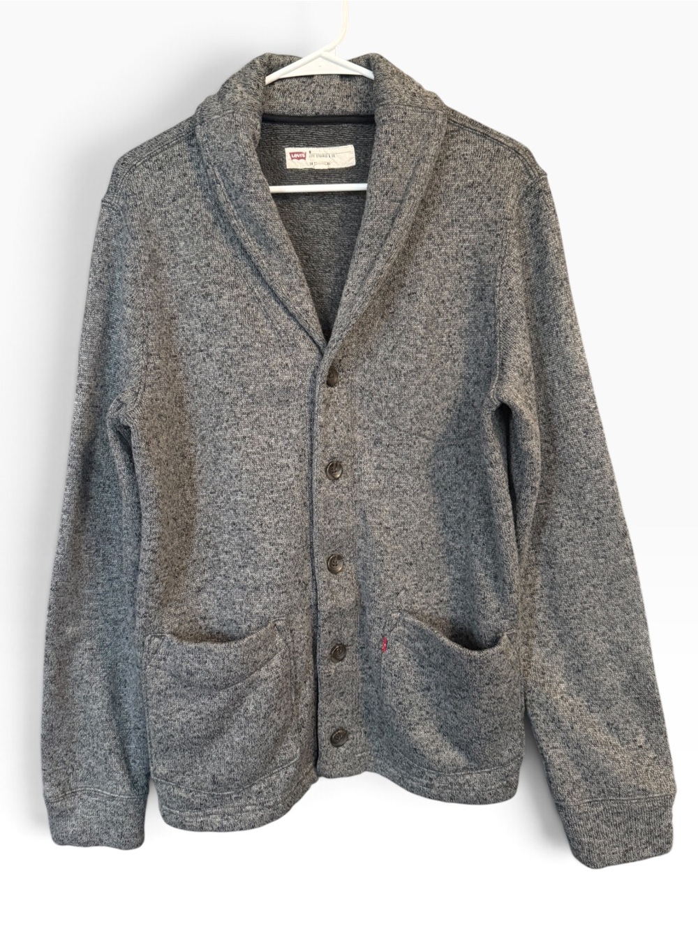 Levi's Men's Gray Shawl Collar Button Down Cardigan Sweater - Medium